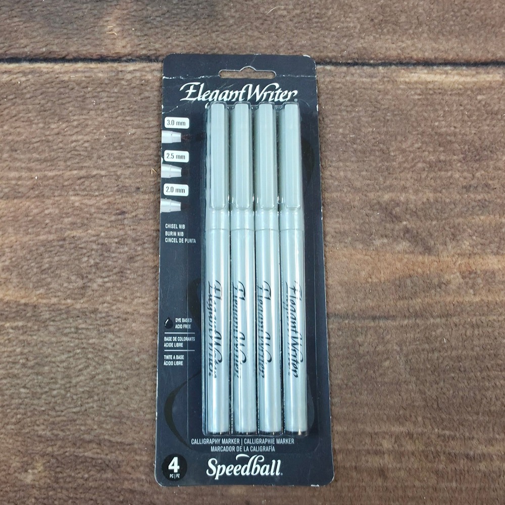 Speedball Calligraphy Markers Adult OS Black New Chisel Nib 4 Pack Assorted